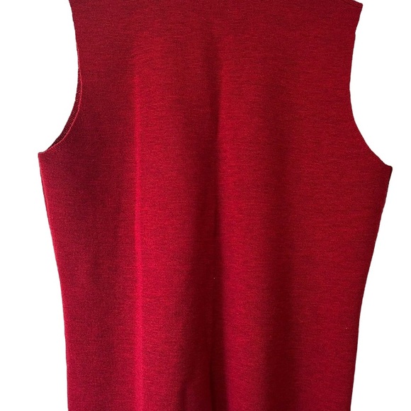 Eileen Fisher Merino Wool Sleeveless Top Sweater Women's Large Red Italian Yarn - Picture 2 of 4